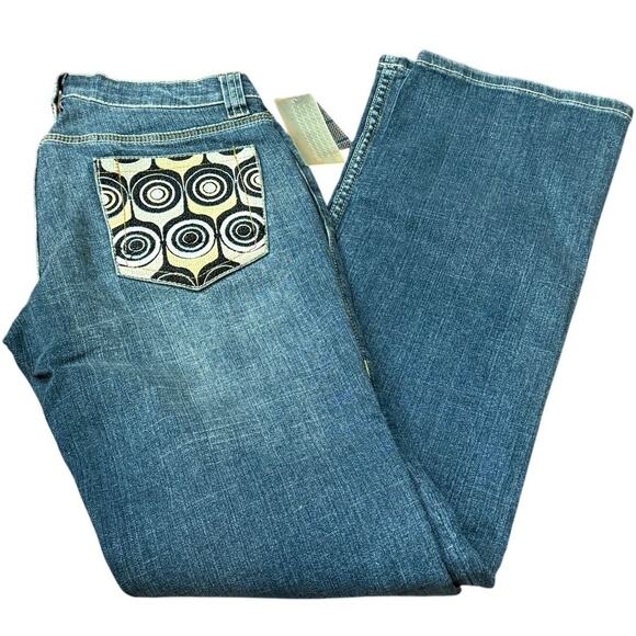 Rare NWT Vintage Coogi 29"W 31"L Low-Rise Flare Jeans Y2K Geometric Embroidery - Picture 1 of 16